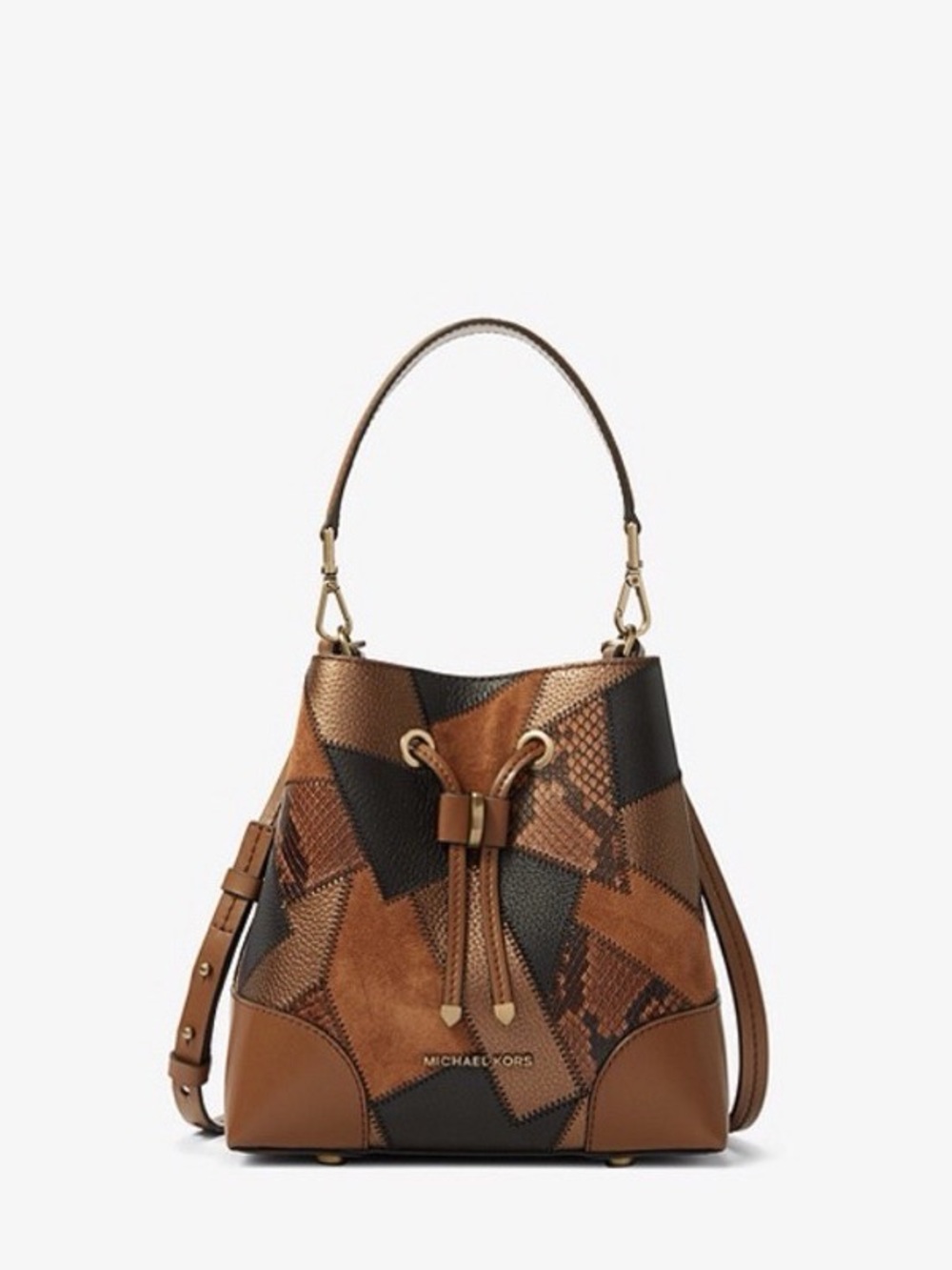 MICHAEL KORS Mercer Gallery Small Patchwork Brown & Black Crossbody